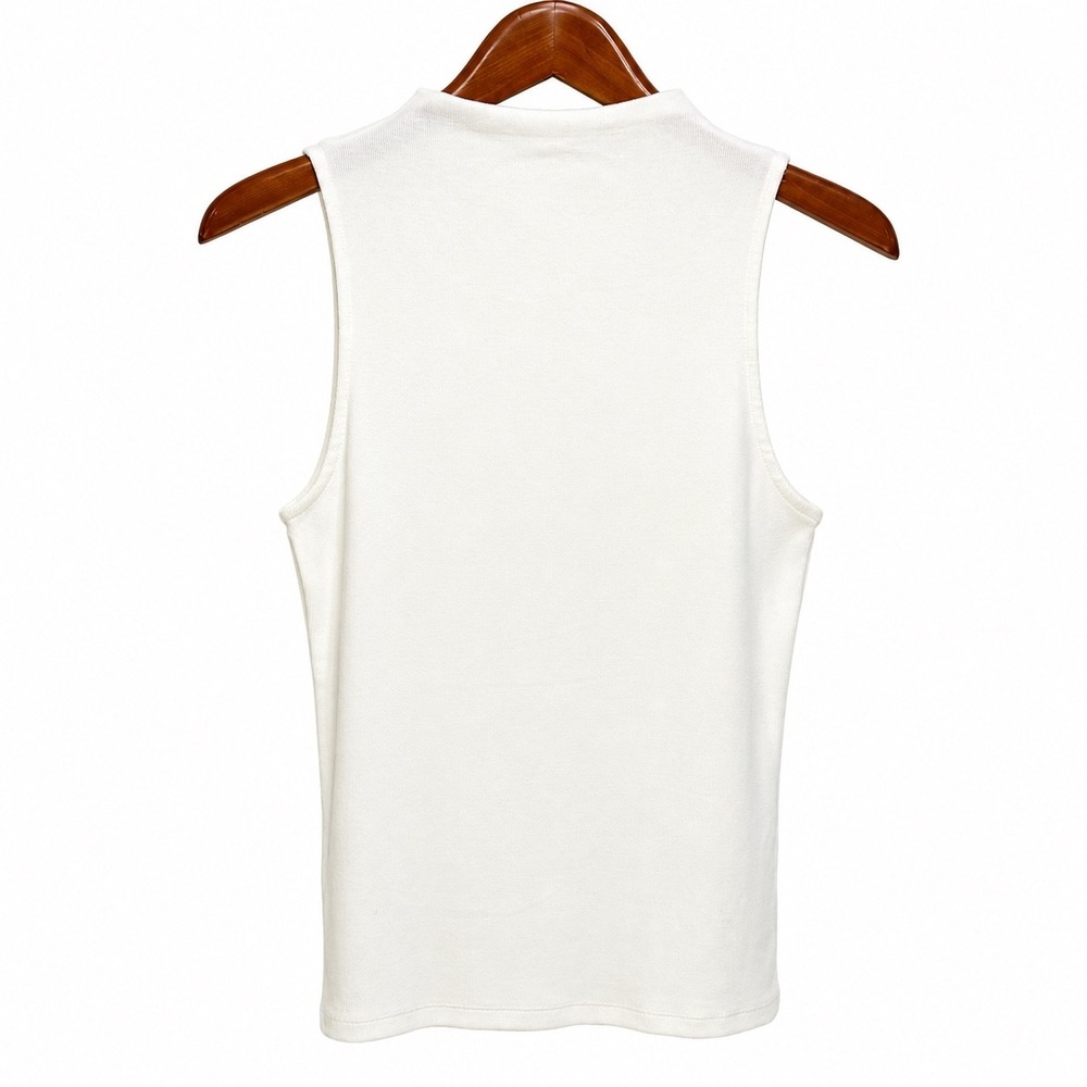 A New Day Womens White Ribbed Mock Neck Tank Top Medium 018004037